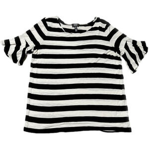Jones New York Signature Black & White Striped Top (Sz M)